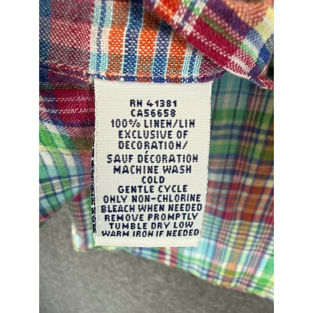 Ralph Lauren Button Down Men S Multicolor Preppy Hipster Linen Madras Plaid Pony